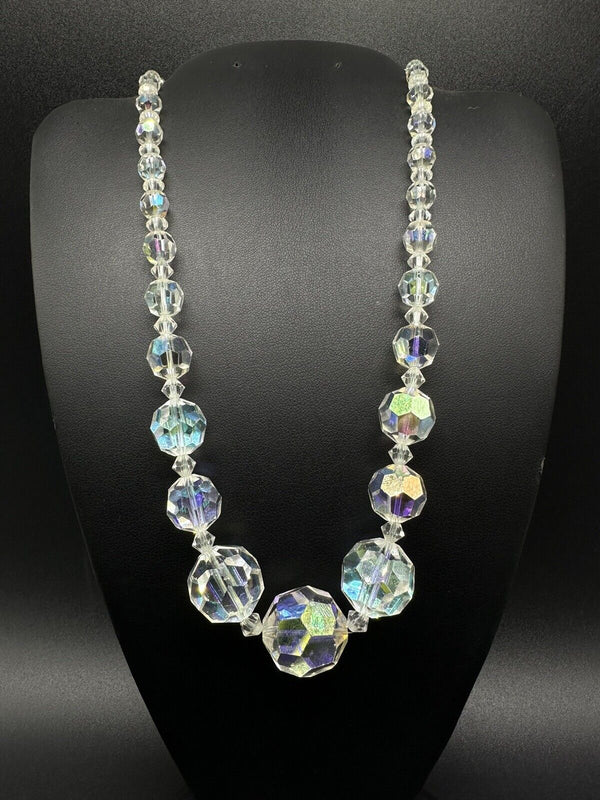 Vintage Coro Aurora Borealis Graduated Crystal Strand Ladies Necklace 16”