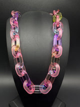 Rainbow Translucent Cable Link Transparent Acrylic Chain Link Necklace 18”