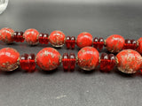 Red Foil Art Glass Beaded Necklace 22”+5