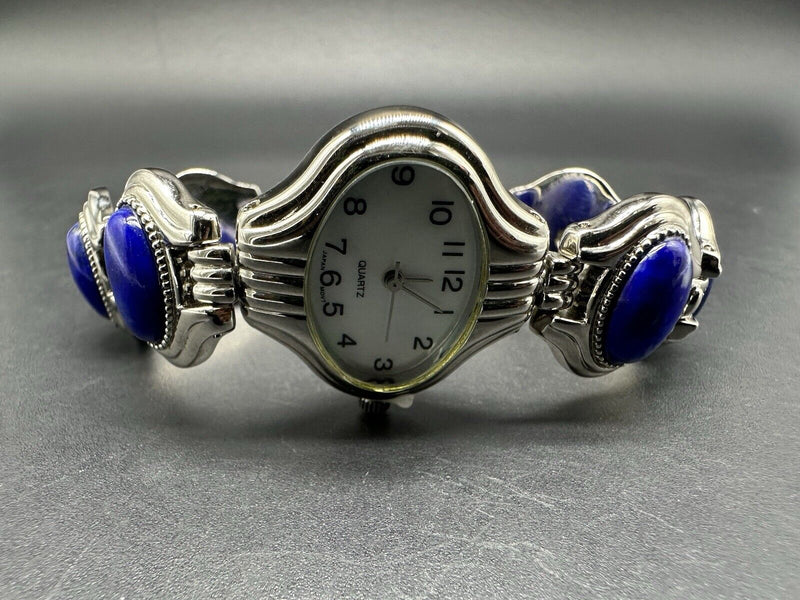 Vtg Avon Faux Lapis Lazuli Stone Watch Reversible Oval Cabochon~ Needs A Battery