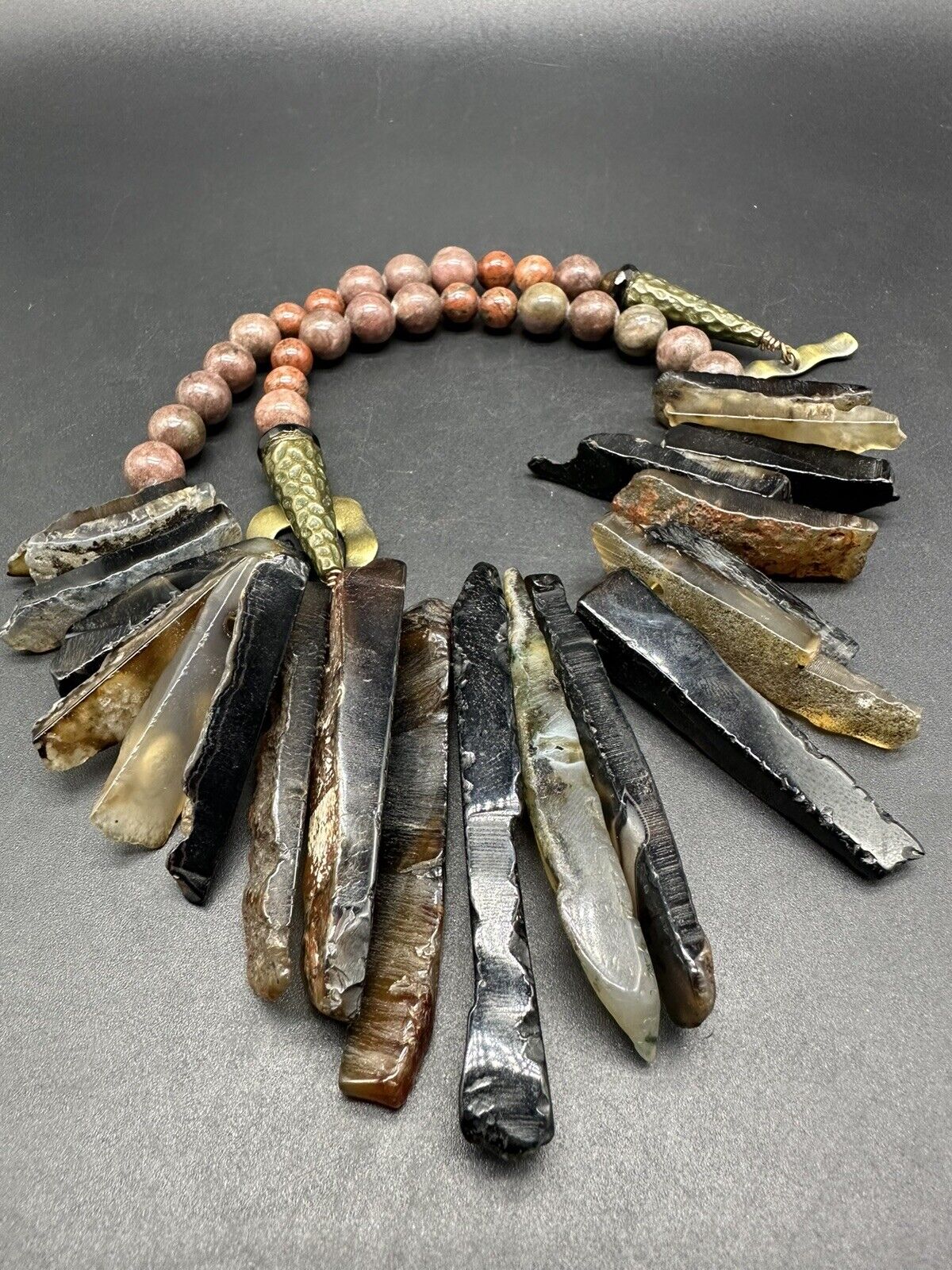 Jasper Agate Statement Necklace 20”