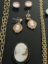 28 Piece Vintage and Modern Estate Cameo Mixed Style Costume Jewelry Lot