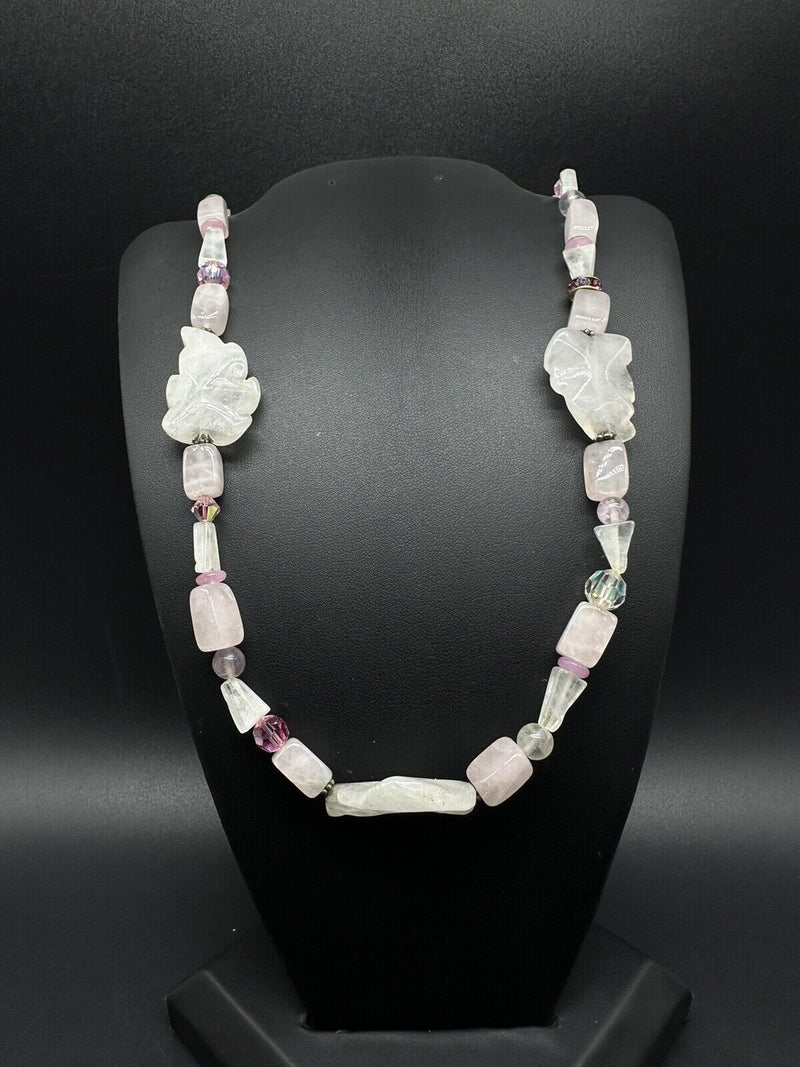 Rose Quartz Pink Natural Gemstone 40” Necklace