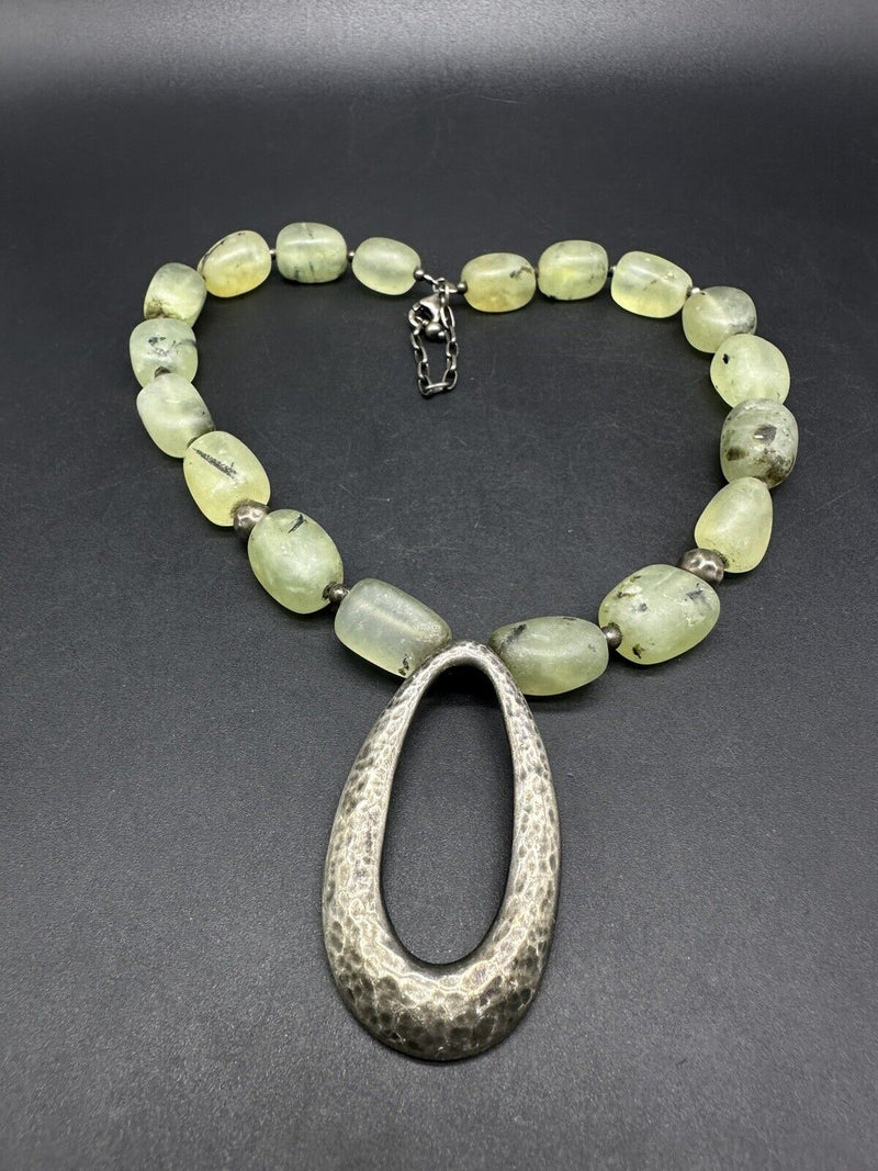 Vintage SILPADA Sterling Silver Prehnite Stone Pendant Necklace 18” 108Gs