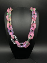 Multi Color Pink Cable Link Transparent Acrylic Chain Link Necklace 18”