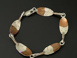 Clemens Handmade Southwest Copper Sterling Silver Panel Link Bracelet 6.5"