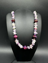 Amethyst Nugget Statement Beaded 22” Necklace