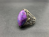 Purple Rhombus Stone 925 Sterling Silver Ring Size 7, 7Gs