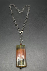 Agate Pendant Sterling Silver Necklace 18” Long