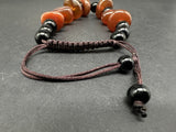 Woven Natural Old Carnelian And Onyx Stone Beads Wearable Bracelet 6-8"