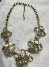 ANN TAYLOR LOFT Ice Crystal Runway Link Statement Necklace 18-20”