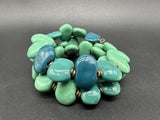 Flat Turquoise Wrap Bracelet- Turquoise Beaded Bracelet 7”