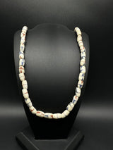 Tube Shaped Trade Bead Necklace 32”