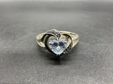 Synthetic Tanzanite Heart Sterling Silver Ring Sz 9.75