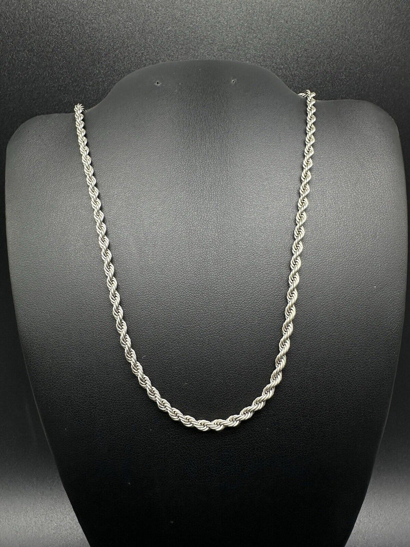 Sterling Silver Rope Chain Necklace, 16” Chain Necklace, 11Gs