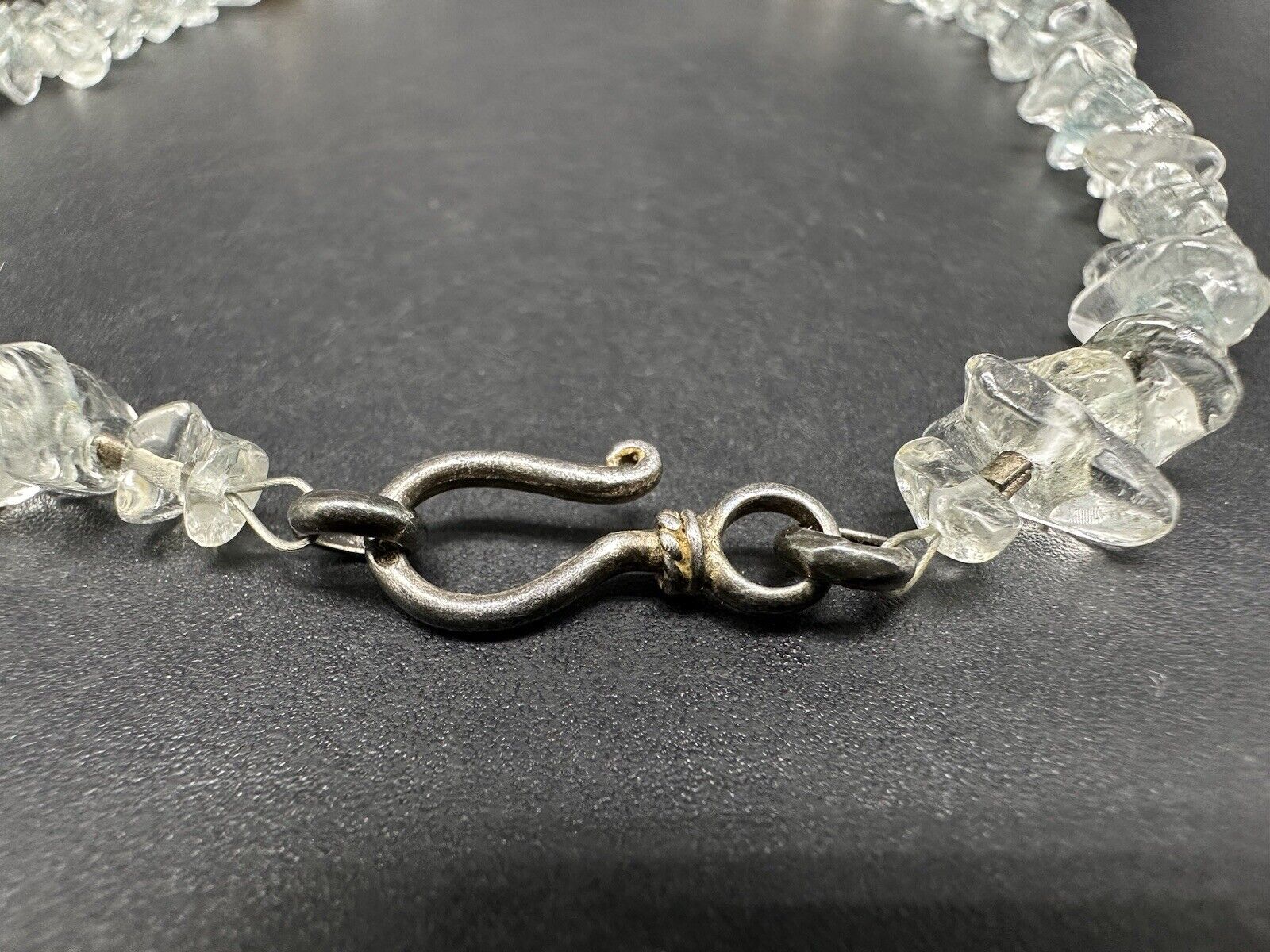 Vintage Crystal Rock Genuine Baroque Pearl Sterling Silver Necklace 19”