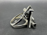 Sterling Silver Abstract Modernist Glass Stone Ring Sz 9