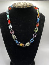 Multicolored Unisex Acrylic Chain Link Necklace 17”~ 4mm Thick~