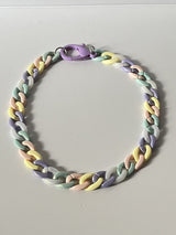 Acrylic Curb Link Chain  Pastel Choker Necklace  16” Long ~ Large Clasp~