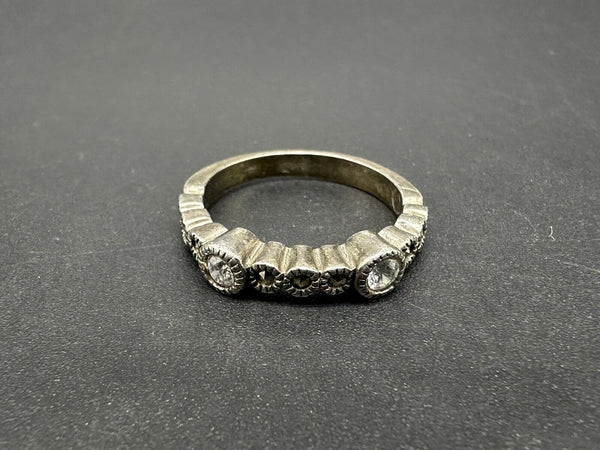 Sterling Silver Hematite CZ Ring