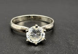 Estate Jewelry Round Cubic Zirconia Solitaire Ring Sterling Silver Size 7.5