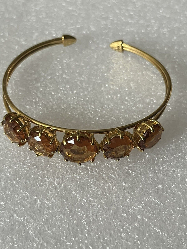 Vintage Monet Gold Tone Elegant Rhinestone Cuff Bracelet 6.75”