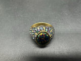 UTC Sterling Silver Vermeil Simulated Opal Gemstone Ring Size 10