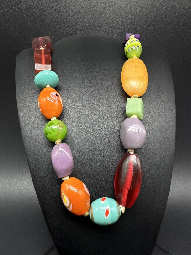 Necklace Art Glass Trade Bead Necklace 32”