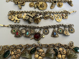 Vintage Gold Tone Charm Statement Bracelets Lot Of 5~ Lots Of Charms!