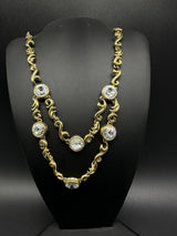 Vtg Bezel Set Crystal Rhinestone Gold Tone Necklace 20”