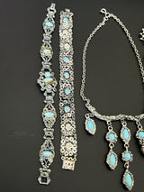 Vintage Victorian Turquoise Faux Stone Lot Of Jewelry~ Missing Stones