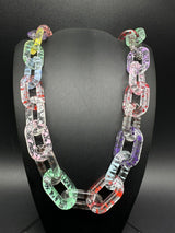 Clear Translucent Cable Link  Multicolor Acrylic Chain Link Necklace 18”