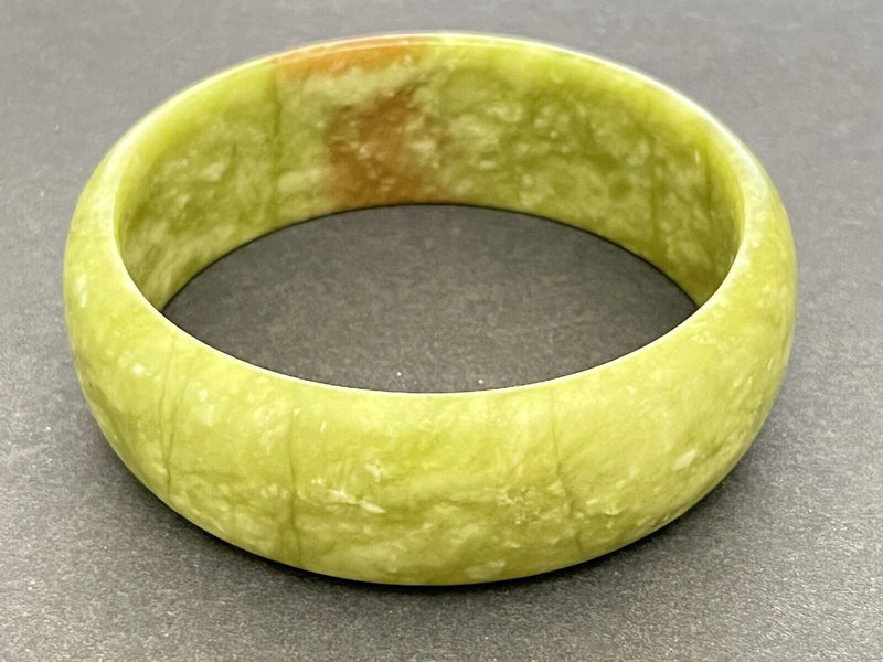 Vintage Chrysoprase? Solid Gemstone Bangle Bracelet 8"