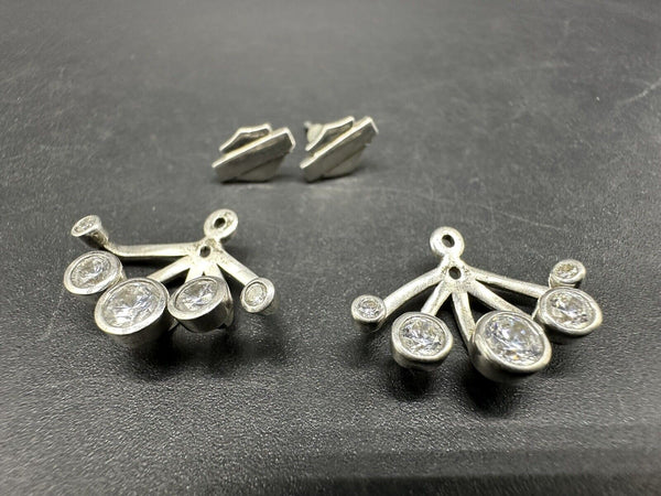 Harvey Davis Sterling Silver Fan Converts To Studs Earrings