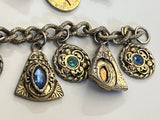 Vintage Gold Tone Charm Statement Bracelets Lot Of 5~ Lots Of Charms!