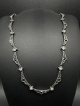 Sterling Silver Marcasite Choker Necklace 18” Long~27g