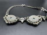 Vintage High-end Selro? Elegant Statement Bib Blue Crystal Stone Necklace 15”