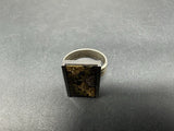 Sterling Silver Black Floral Statement  Ring Sz 7 8Gs