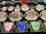 Silver Tone Estate Statement Colorful Stone Bracelets Lot Of 4