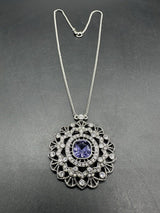 Givenchy Amethyst Crystal floral pendant necklace 16”