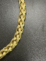 Gold-Tone Wheat Link Chain Choker Necklace 7mm Rhinestone Clasp 16”