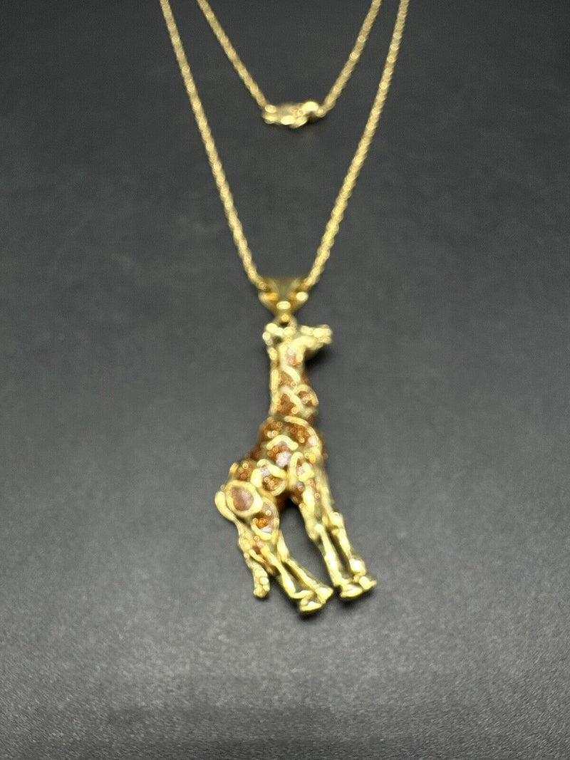 Karizia Spa KA 1772 Italy 925 Silver 24" Chain Giraffe Charm Pendant Necklace