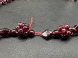 Vintage Bohemian Red  Garnet Clustered Single Strand Necklace 28”