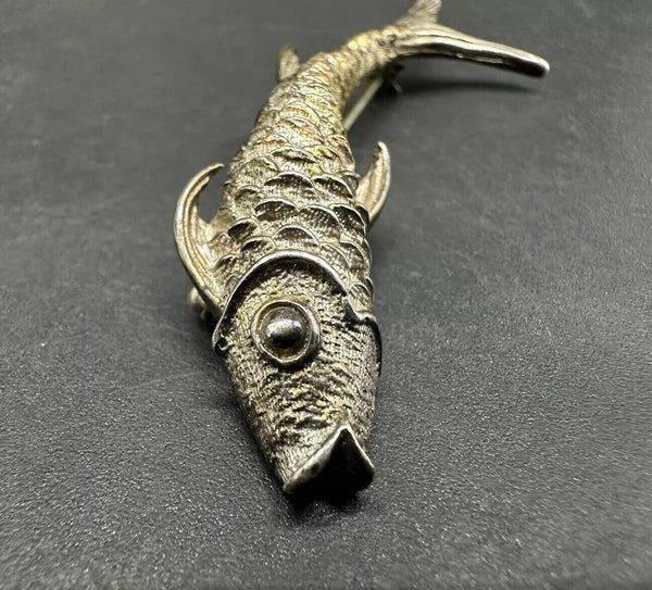 925 SIGNED STERLING SILVER KOI FISH BROOCH