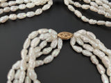 5 Strand Freshwater Pearl Seed Bead Bracelet & Necklace Set 14k Gold Clasp 20”