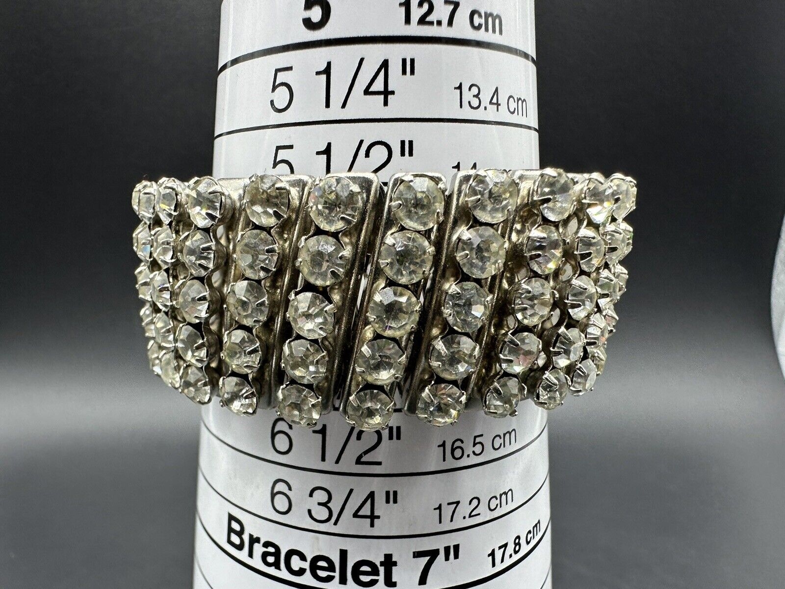 Vintage Rhinestone Accordion Stretch Expandable Bracelet 6”