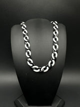 Acrylic Curb Link Necklace White and Black 18”