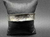 Sterling Silver 925 Thailand Brushed Hammered Textured Cuff Bracelet 7.25”