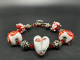 VINTAGE LAMPWORK GLASS BEAD Sterling Silver BRACELET 6.5”