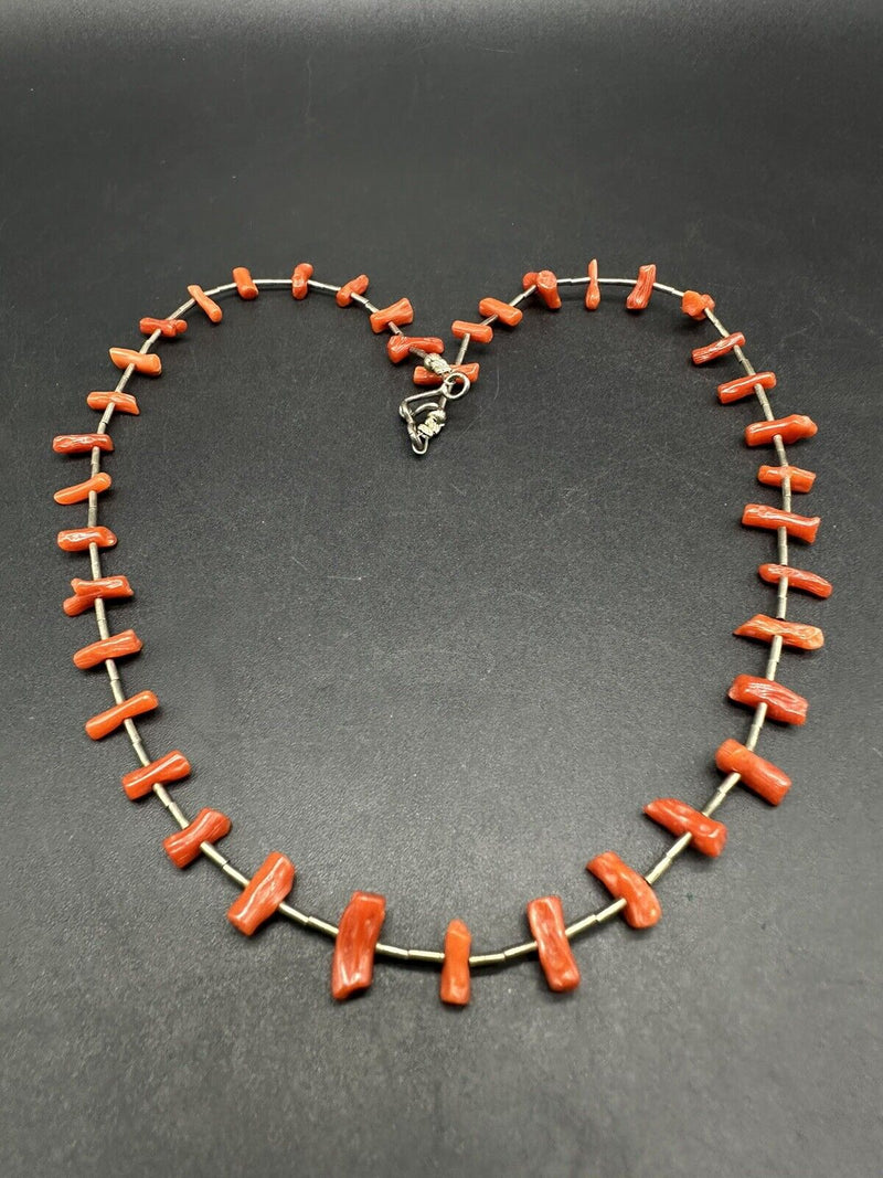 Sterling Silver Coral Necklace 16”